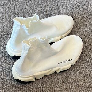 Balenciaga White Knit High-Top Sneakers